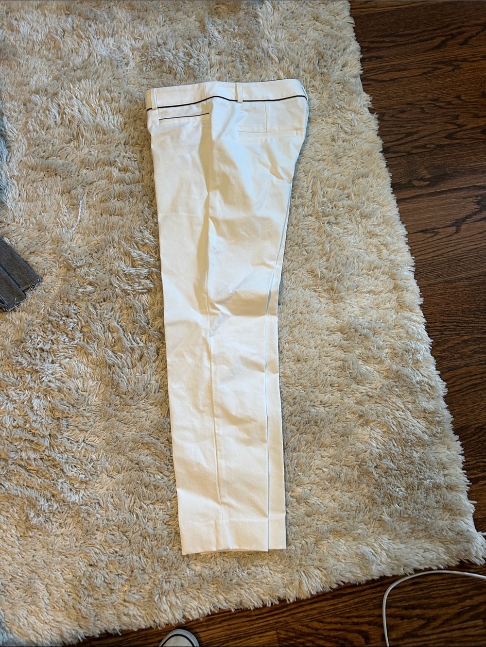 Womens White Dress Pants with Contrast Piping